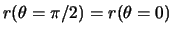 $ r( \theta = \pi / 2 ) = r( \theta = 0 ) $