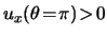 $ u_x( \theta \! = \! \pi ) \! > \! 0$