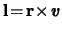 $ \mathbf{l} \! = \! \mathbf{r} \! \times \! \boldsymbol{\mathit{v}} $