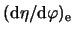 $ ( {\mathrm
d}\eta / {\mathrm d}\varphi )_{\mathrm e} $