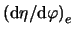 $ \left( {\mathrm d}\eta /
{\mathrm d} \varphi \right)_e $
