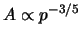 $ A \propto p^{ -3 / 5 } $