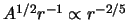 $ A^{ 1/2 } r^{-1} \propto r^{ -2/5 } $