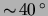 $ \sim \! \unit{
40 }{ \degree } $